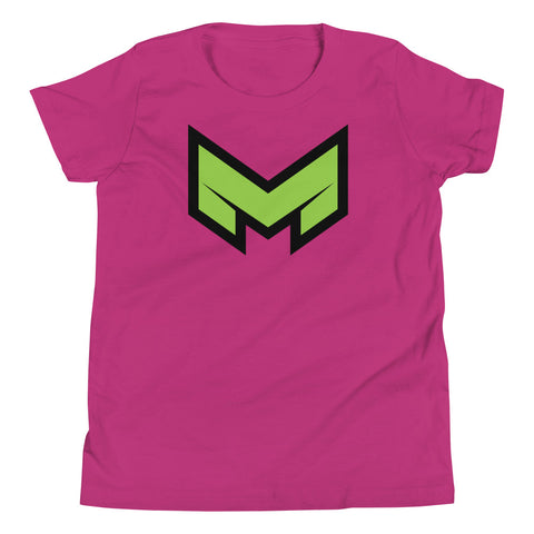 Now your kid can feel like a super hero with our "M" logo youth short sleeve t-shirt